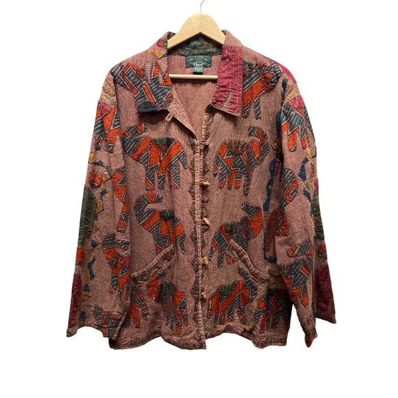 Orvis Vintage Embroidered Aplique Art to Wear Elephant Jacket - Picture 2 of 10